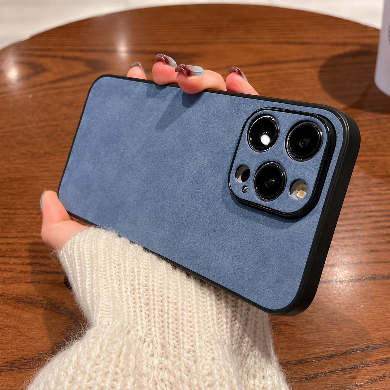 Premium iPhone Case Camera Lens Protection Shockproof Protective Cover Suede Leather Non Slip Anti Fingerprint Ultra Thin Design