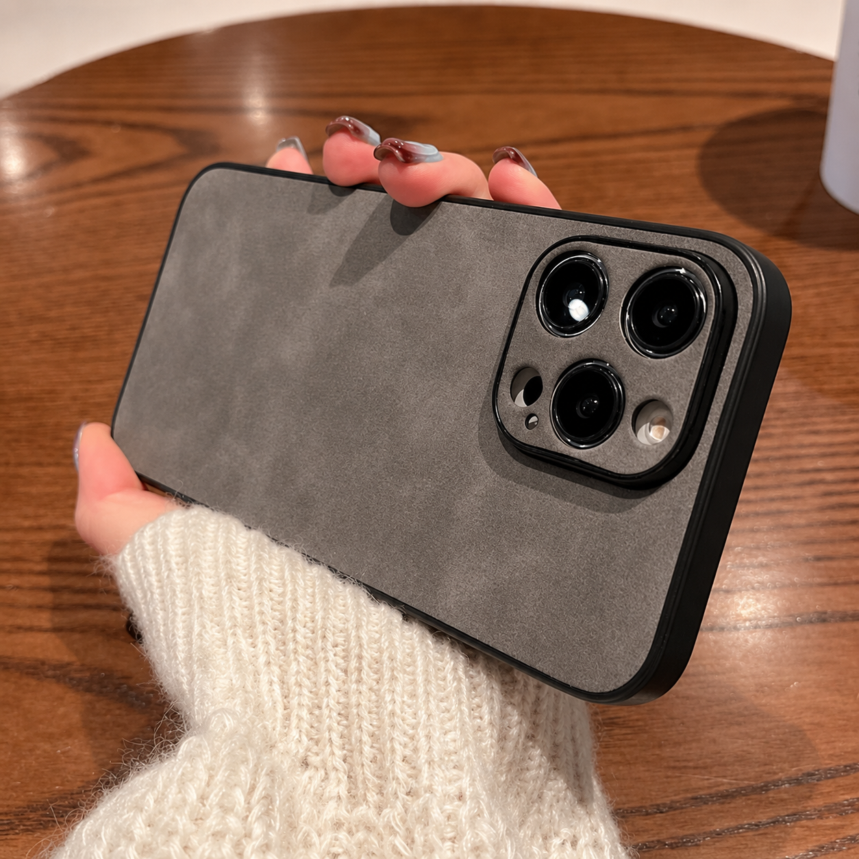 Premium iPhone Case Camera Lens Protection Shockproof Protective Cover Suede Leather Non Slip Anti Fingerprint Ultra Thin Design