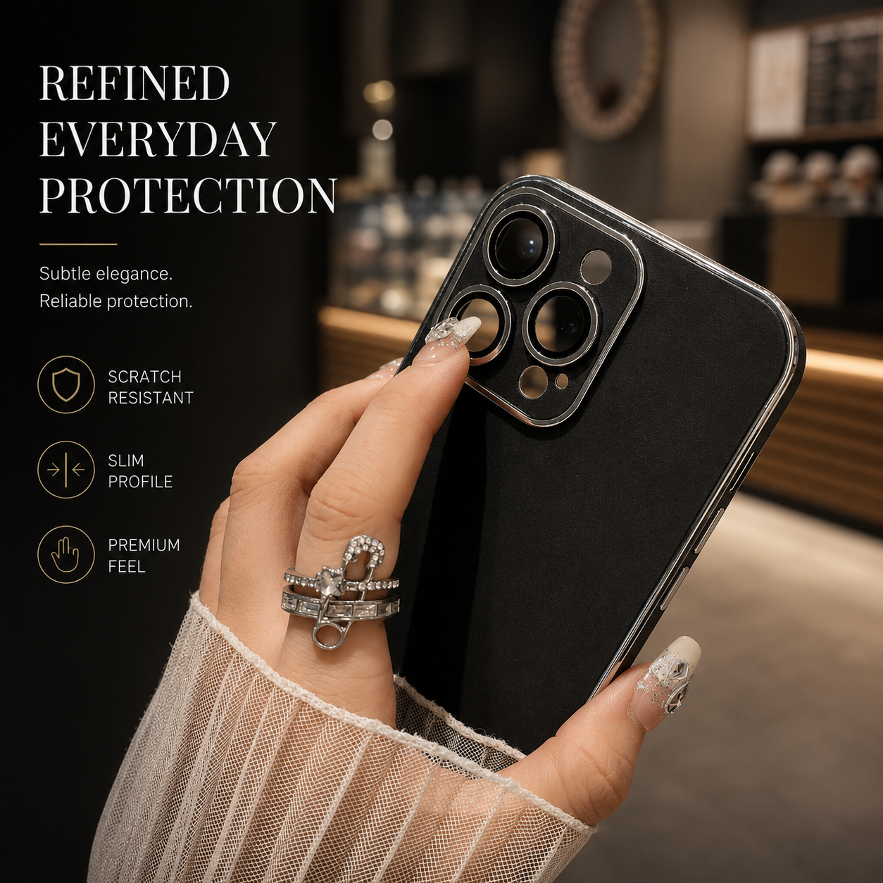 Premium iPhone Case Camera Lens Protection Shockproof Protective Cover Suede Leather Non Slip Anti Fingerprint Ultra Thin Design