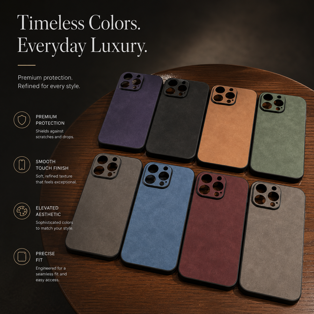 Premium iPhone Case Camera Lens Protection Shockproof Protective Cover Suede Leather Non Slip Anti Fingerprint Ultra Thin Design