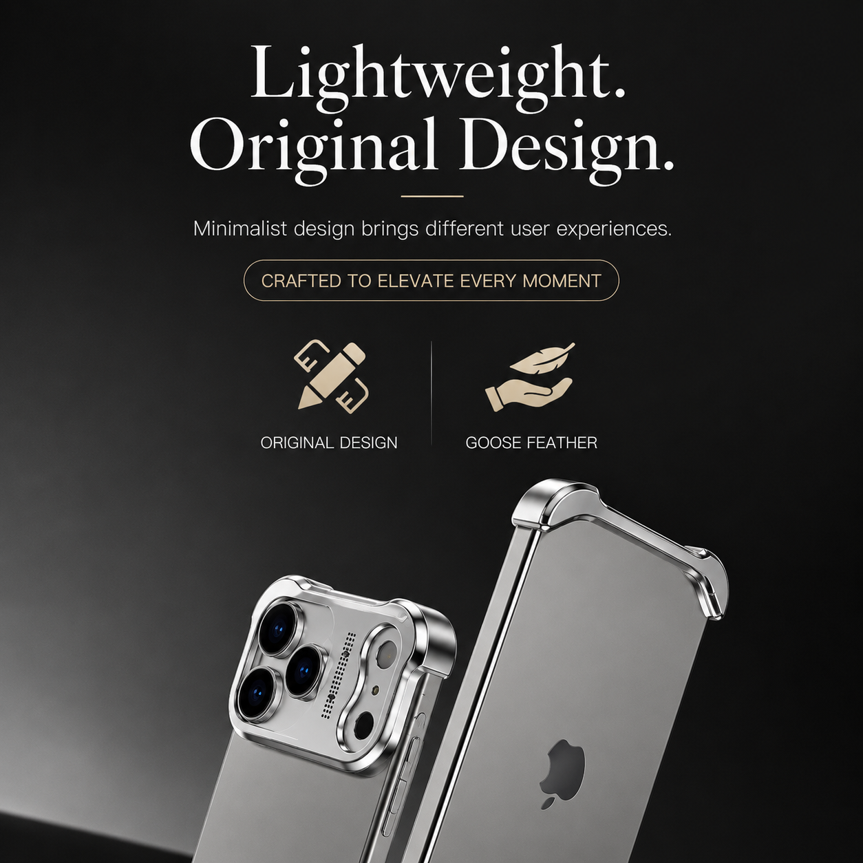 Premium iPhone Case Camera Lens Protection Shockproof Protective Cover Titanium Alloy Bumper Anti Fingerprint Lightweight Borderless Design