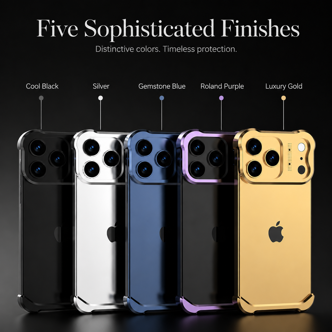 Premium iPhone Case Camera Lens Protection Shockproof Protective Cover Titanium Alloy Bumper Anti Fingerprint Lightweight Borderless Design
