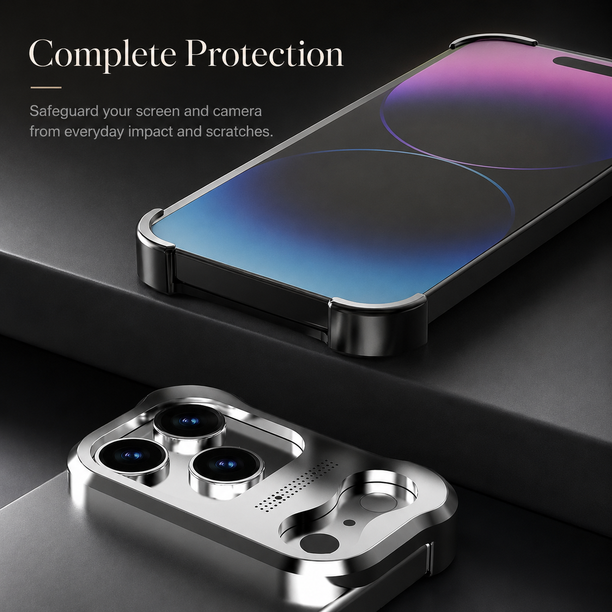 Premium iPhone Case Camera Lens Protection Shockproof Protective Cover Titanium Alloy Bumper Anti Fingerprint Lightweight Borderless Design