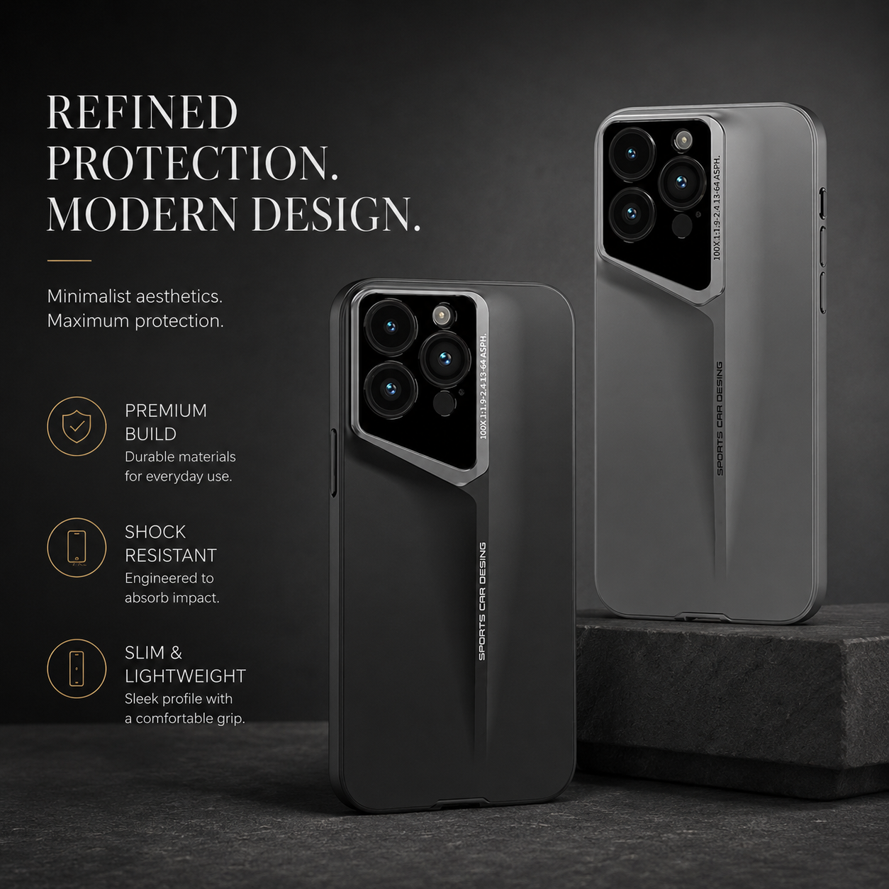 Premium iPhone Case Camera Lens Protection Shockproof Protective Cover Ultra Thin Titanium Style Anti Fingerprint Non Slip Design