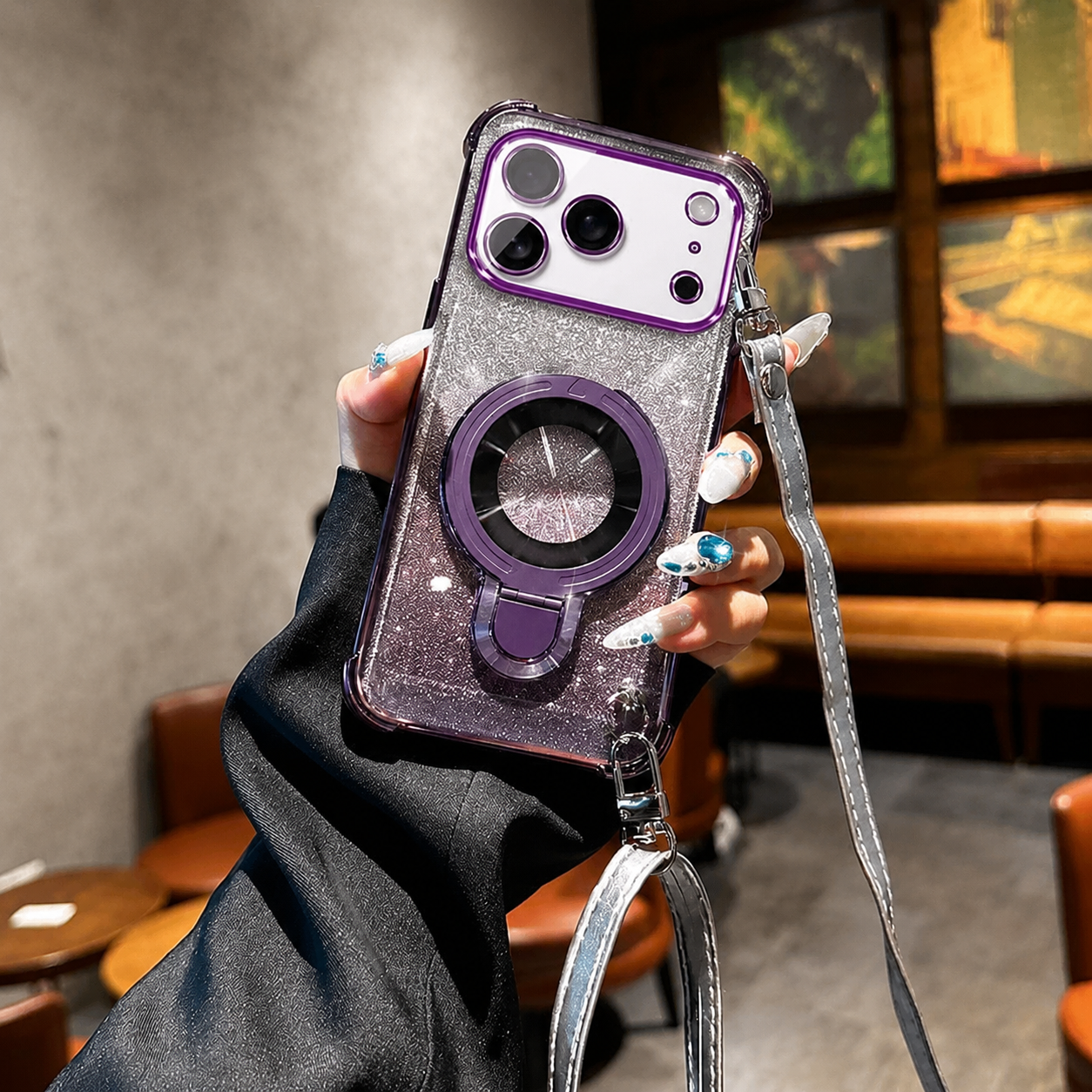 Premium iPhone Case Camera Lens Protection, TPU Four Corner Airbag Construction, Wireless Charging Compatible, Shockproof Lanyard Support Design