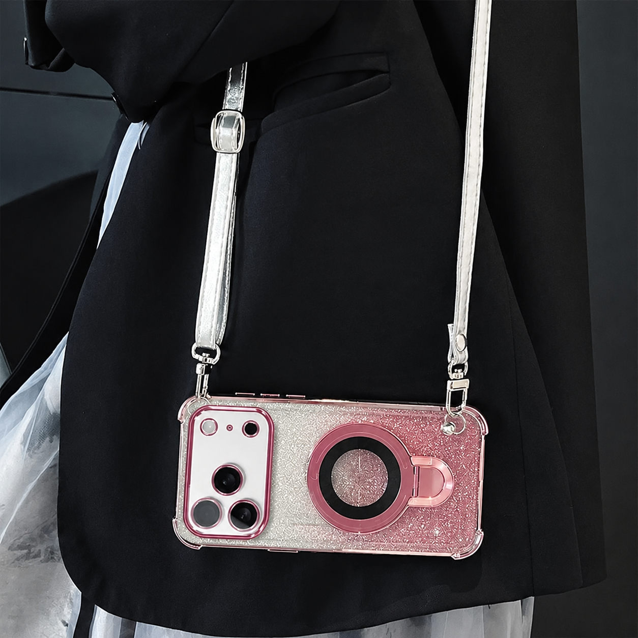 Premium iPhone Case Camera Lens Protection, TPU Four Corner Airbag Construction, Wireless Charging Compatible, Shockproof Lanyard Support Design