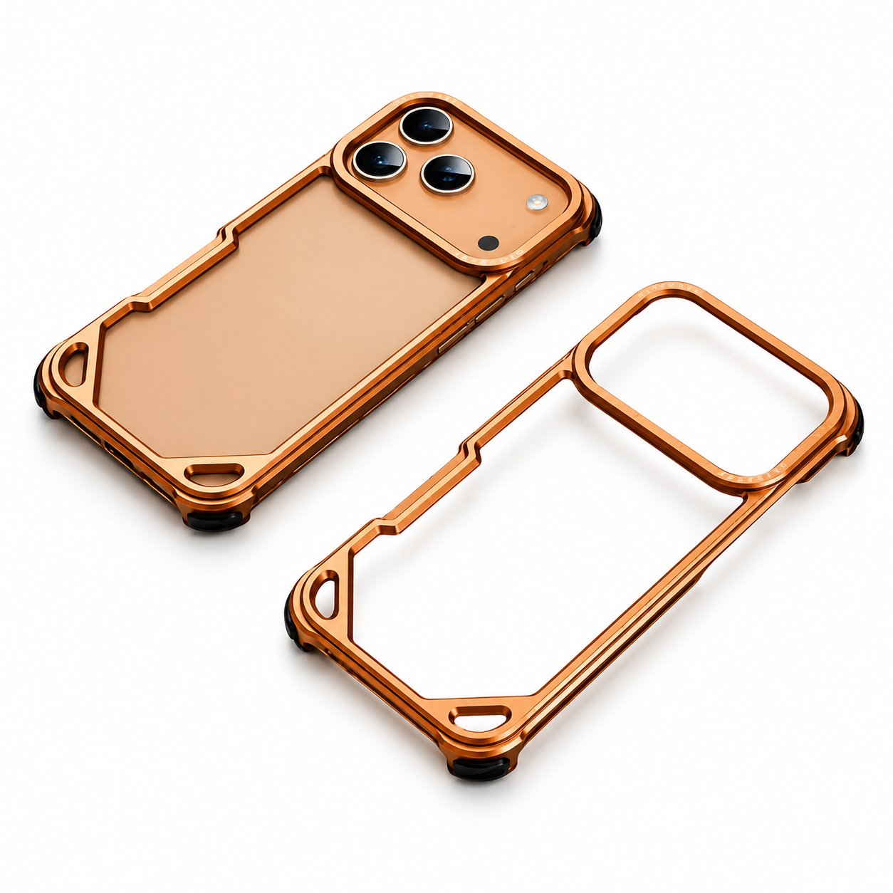 Premium iPhone Case Camera Lens Protection Ultra Thin Metal Frame Bumper Shockproof Cover Wireless Charging Compatible Half Wrapped Design