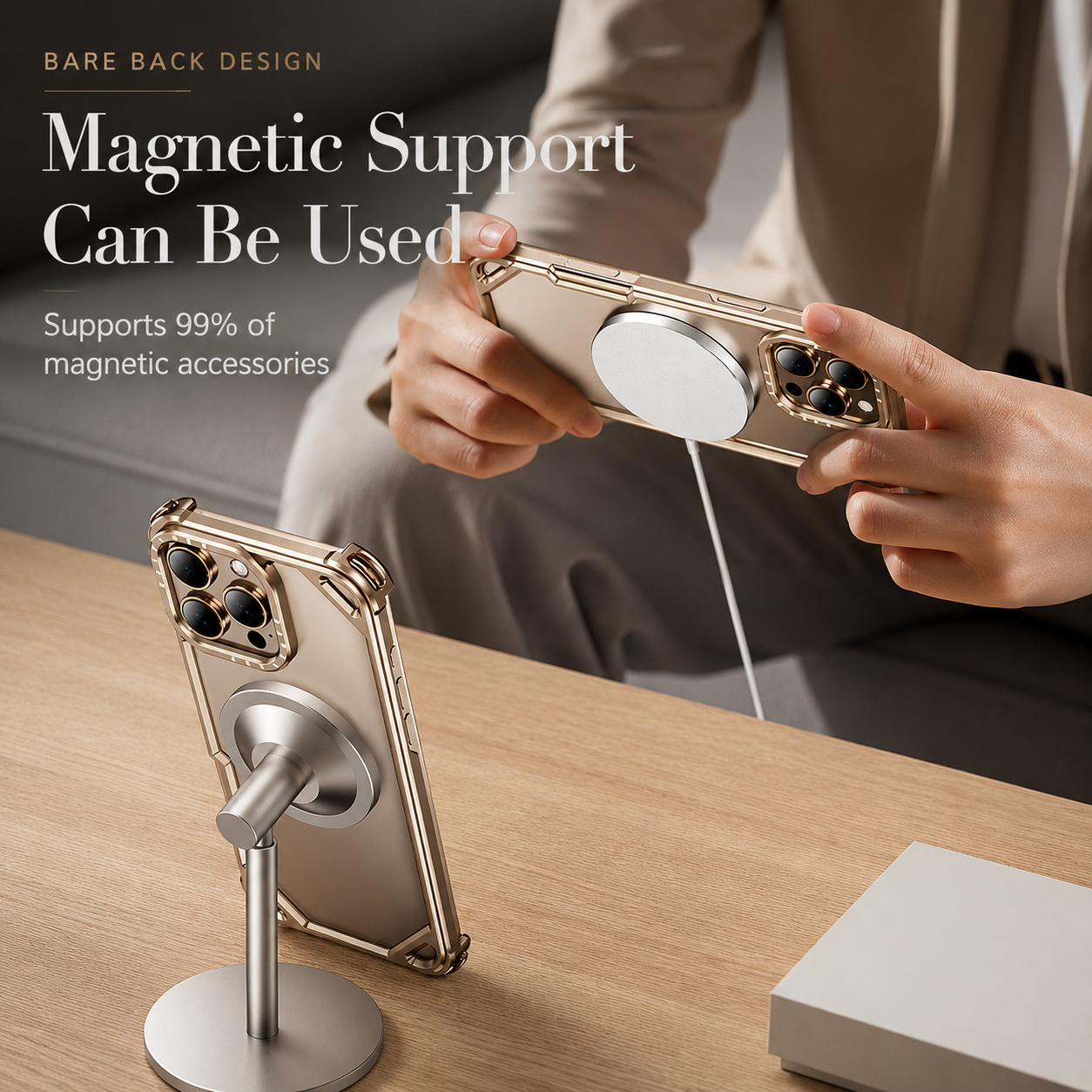 Premium iPhone Case Camera Lens Protection Ultra Thin Metal Frame Bumper Shockproof Cover Wireless Charging Compatible Half Wrapped Design