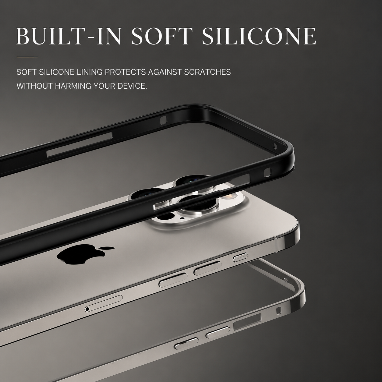 Premium iPhone Case Camera Lens Protection with Aluminum Metal Frame, Silicone Bumper, Anti Scratch Surface, Durable Shockproof Protective Design