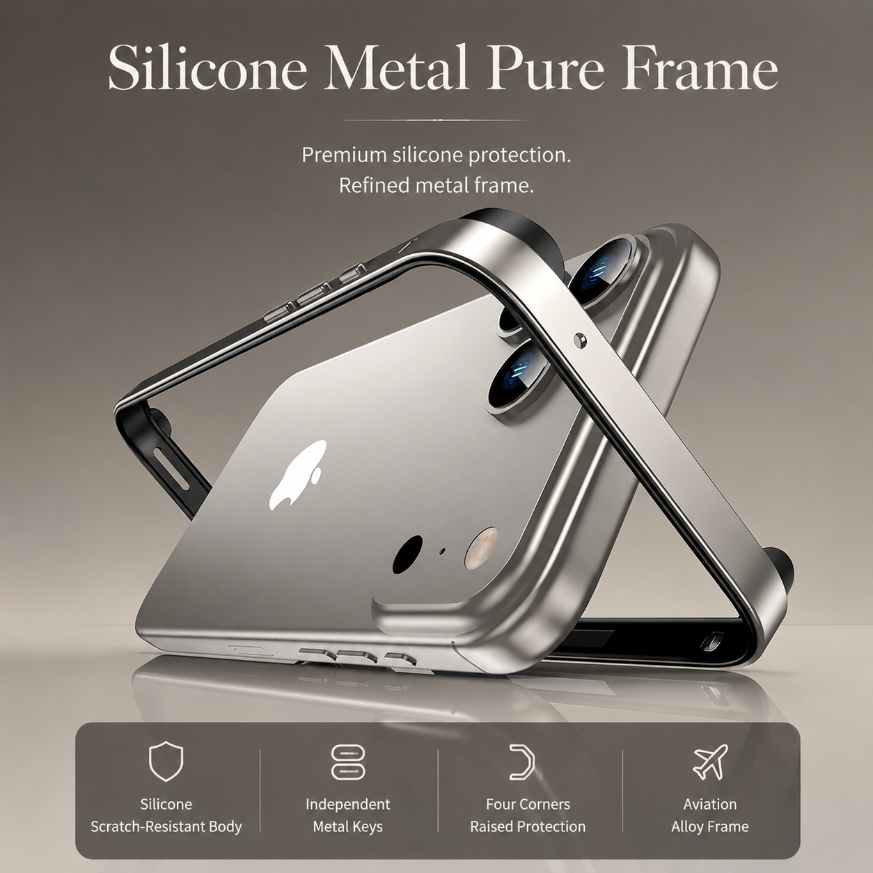Premium iPhone Case Camera Lens Protection with Aluminum Metal Frame, Silicone Bumper, Anti Scratch Surface, Durable Shockproof Protective Design