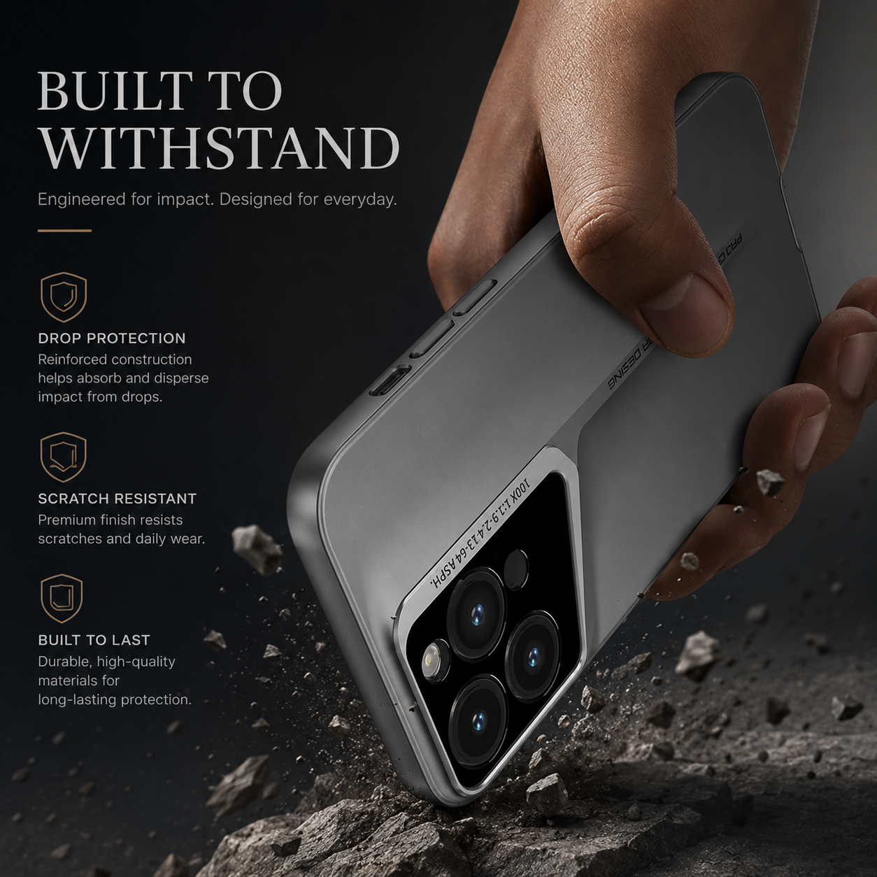 Premium iPhone Case Camera Lens Protection with Matte Hard PC Construction, Shockproof Design, Anti Scratch Surface, Anti Fingerprint Non Slip Finish