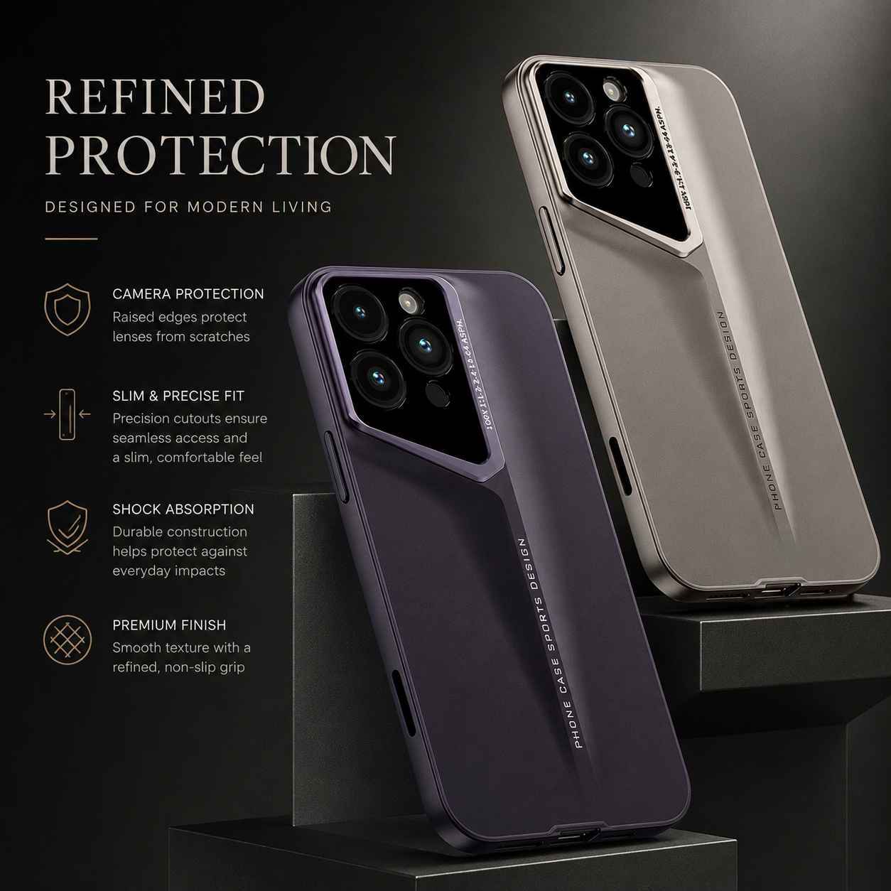 Premium iPhone Case Camera Lens Protection with Matte Hard PC Construction, Shockproof Design, Anti Scratch Surface, Anti Fingerprint Non Slip Finish