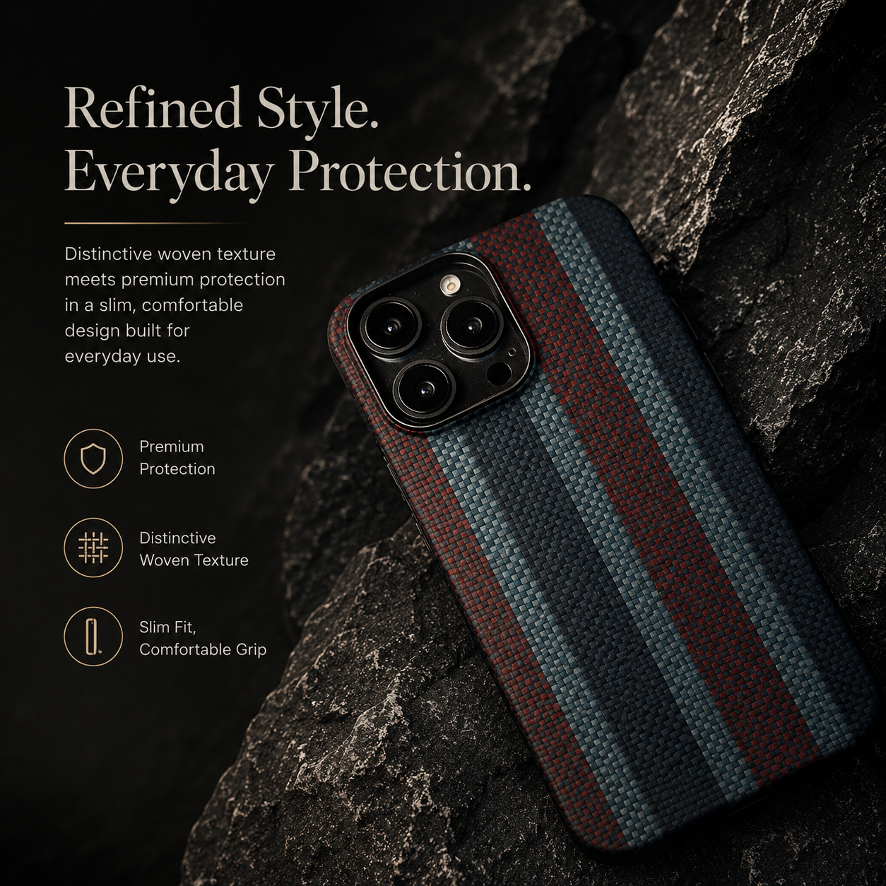 Premium iPhone Case Carbon Fiber Aramid Cover Shockproof Anti Fingerprint Anti Scratch Non Slip Grip Ultra Thin Lightweight Design Durable Protective Case
