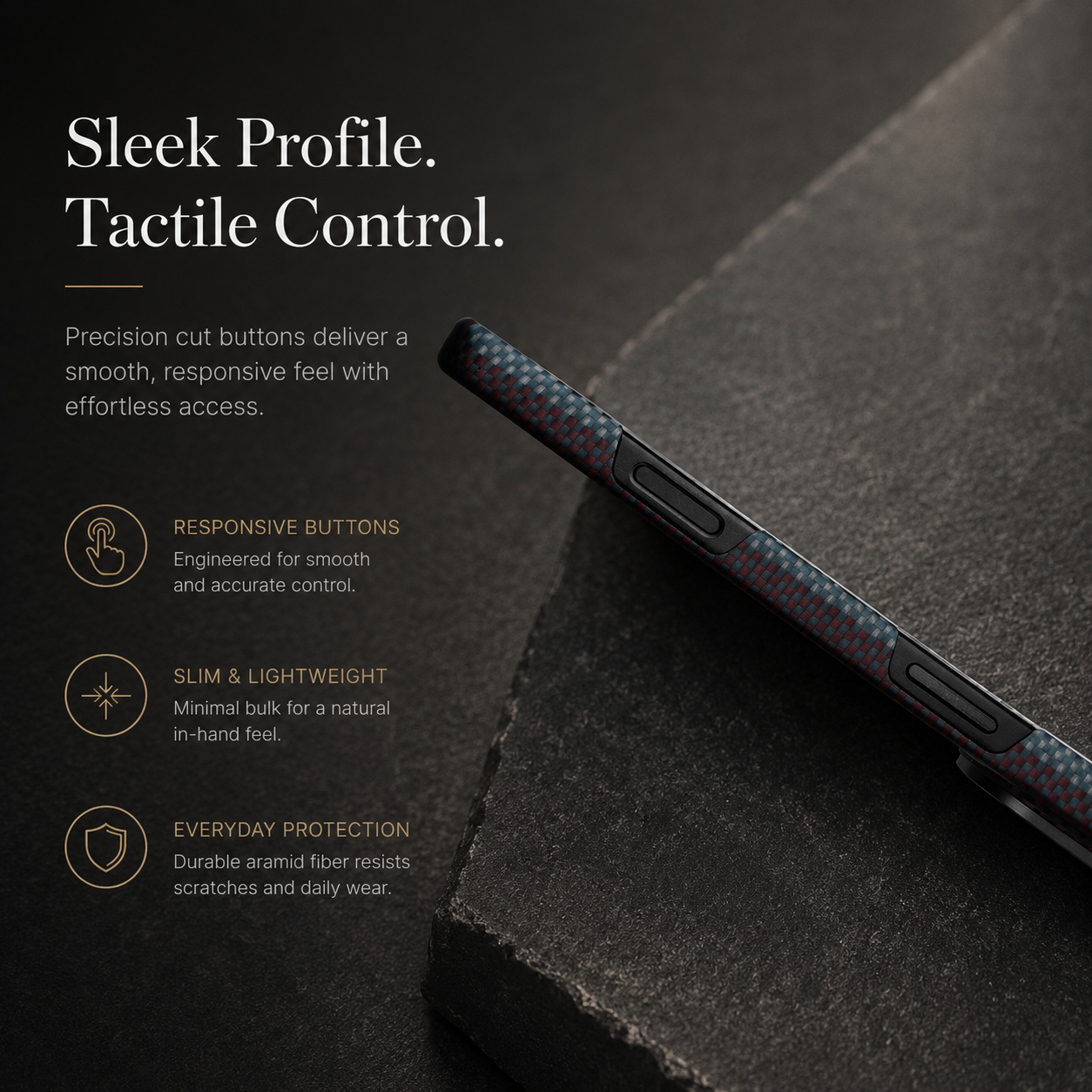 Premium iPhone Case Carbon Fiber Aramid Cover Shockproof Anti Fingerprint Anti Scratch Non Slip Grip Ultra Thin Lightweight Design Durable Protective Case