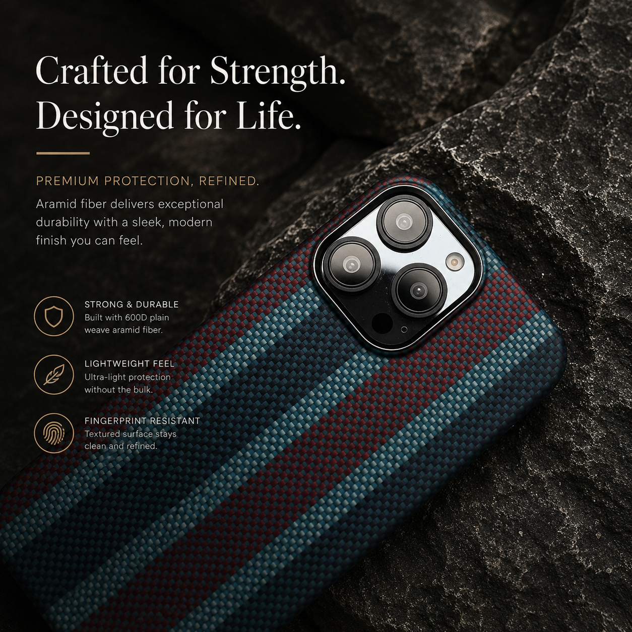 Premium iPhone Case Carbon Fiber Aramid Cover Shockproof Anti Fingerprint Anti Scratch Non Slip Grip Ultra Thin Lightweight Design Durable Protective Case