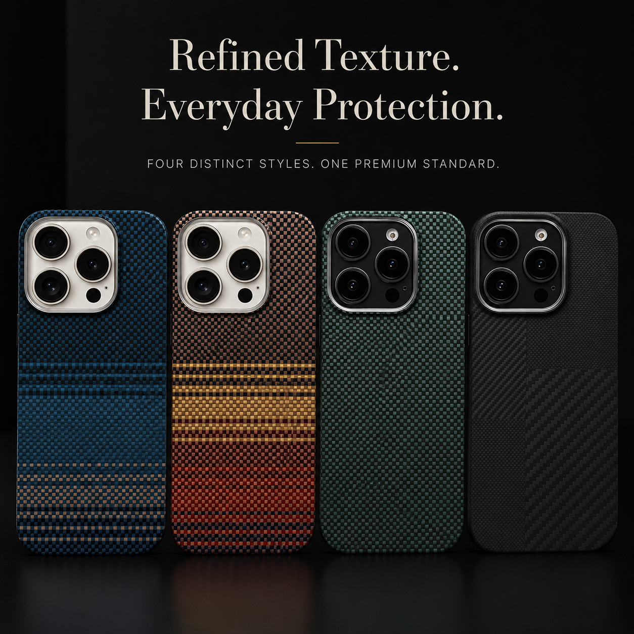 Premium iPhone Case Carbon Fiber Aramid Cover Shockproof Anti Fingerprint Anti Scratch Non Slip Grip Ultra Thin Lightweight Design Durable Protective Case