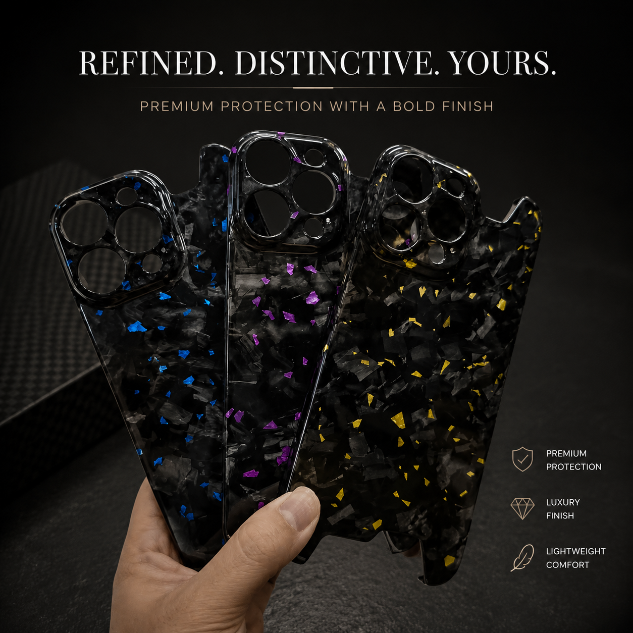 Premium iPhone Case Carbon Fiber Aramid Cover Shockproof Anti Fingerprint Non Slip Grip Ultra Thin Lightweight Durable Protective Case Glossy Design