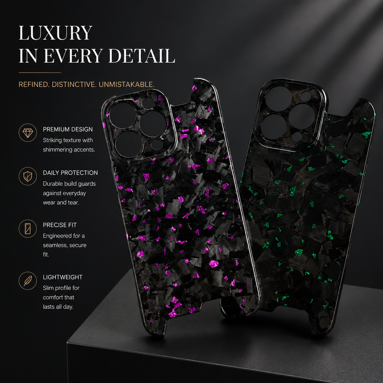 Premium iPhone Case Carbon Fiber Aramid Cover Shockproof Anti Fingerprint Non Slip Grip Ultra Thin Lightweight Durable Protective Case Glossy Design