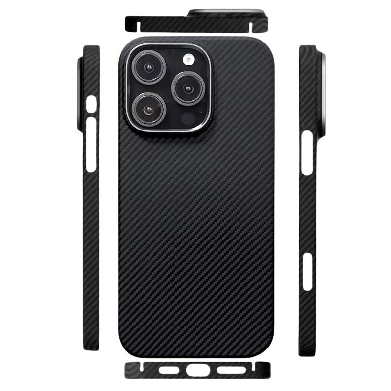 Premium iPhone Case Carbon Fiber Aramid Ultra-Thin Protective Cover Shockproof Anti-Fingerprint Full Back Lightweight MagSafe Compatible Design