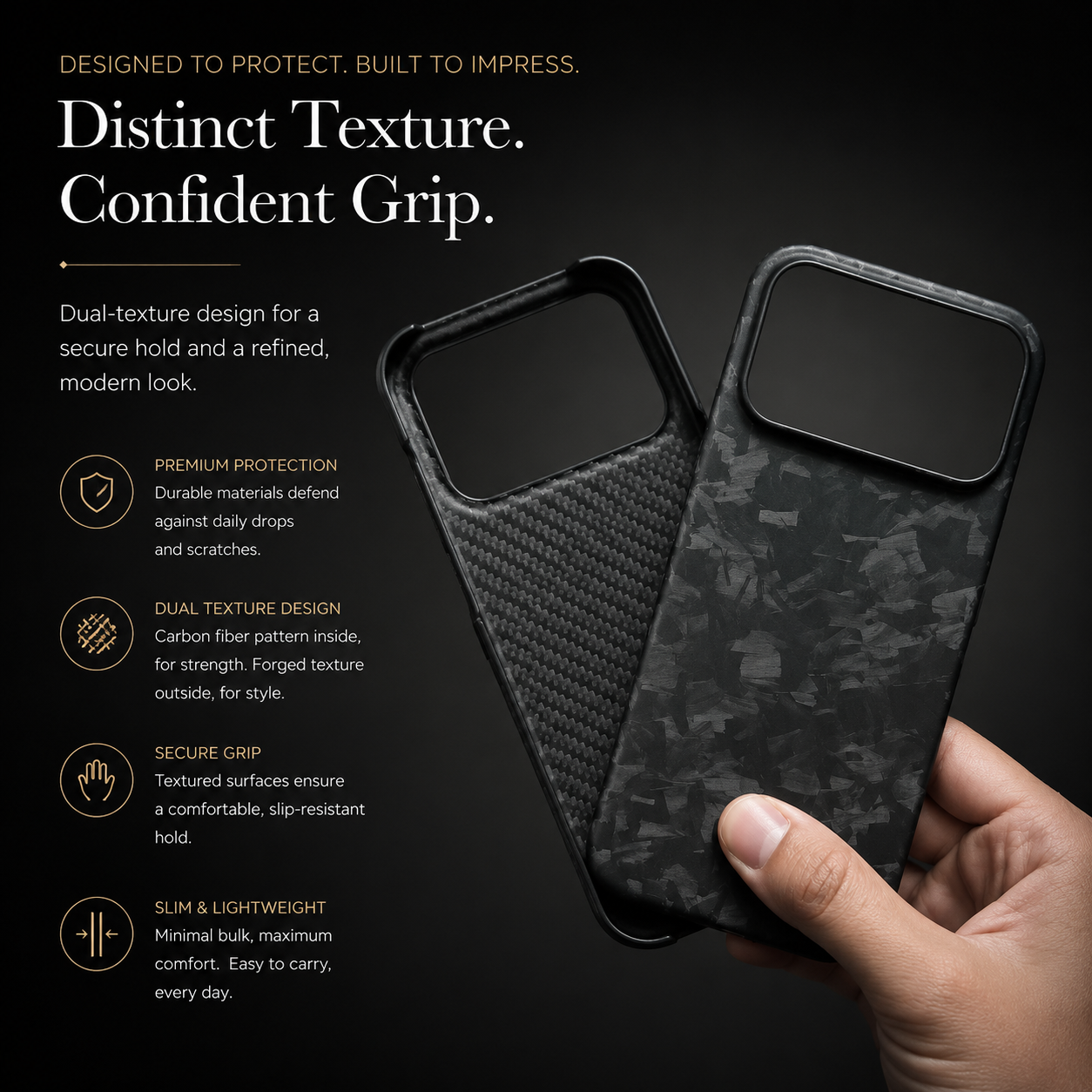 Premium iPhone Case Carbon Fiber Cover Shockproof Anti Fingerprint Non Slip Grip Ultra Thin Lightweight Durable Protective Case Business Design