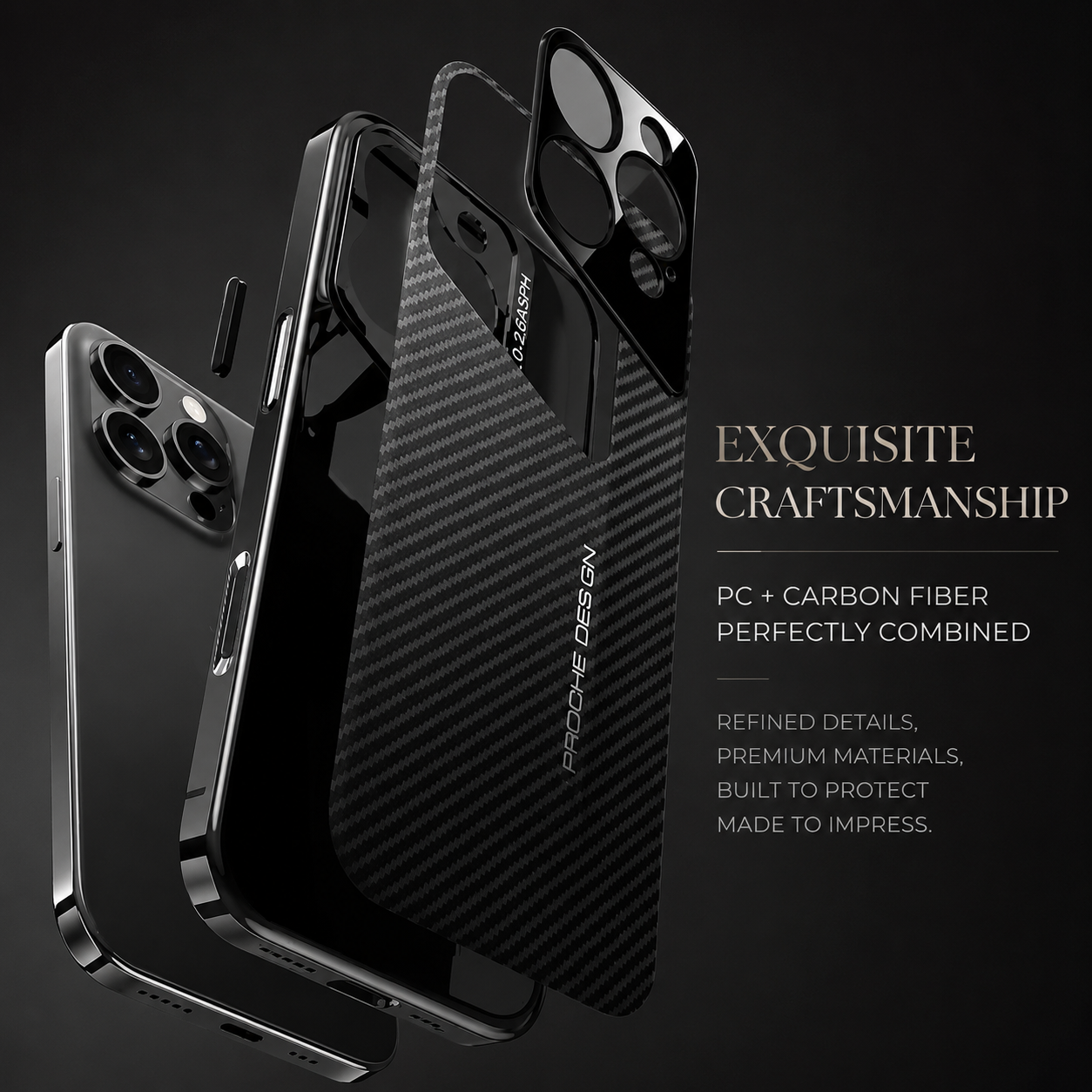 Premium iPhone Case Carbon Fiber Fighter-Style Electroplated Cover with Magnetic Shockproof Design, Anti-Fingerprint Non-Slip Full-Coverage Protection