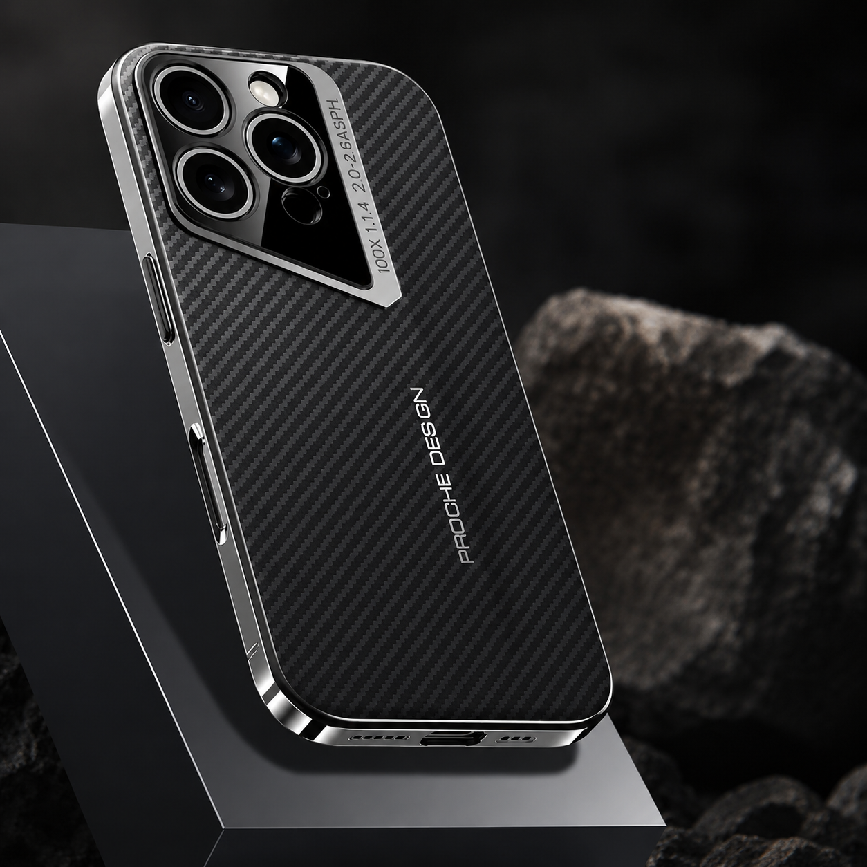 Premium iPhone Case Carbon Fiber Fighter-Style Electroplated Cover with Magnetic Shockproof Design, Anti-Fingerprint Non-Slip Full-Coverage Protection