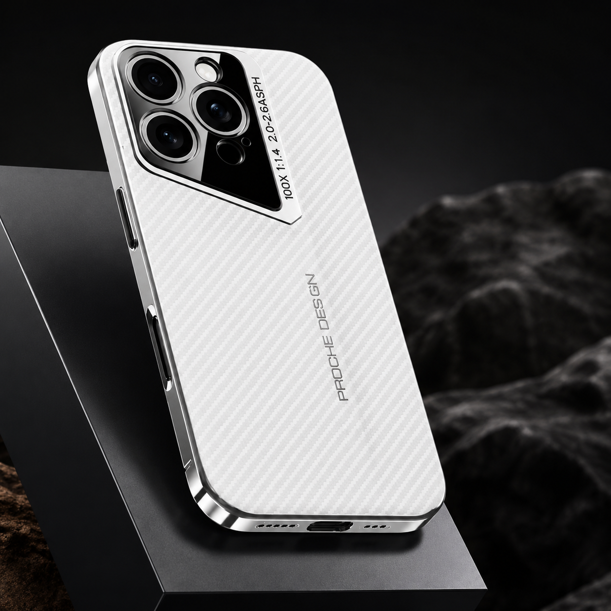 Premium iPhone Case Carbon Fiber Fighter-Style Electroplated Cover with Magnetic Shockproof Design, Anti-Fingerprint Non-Slip Full-Coverage Protection