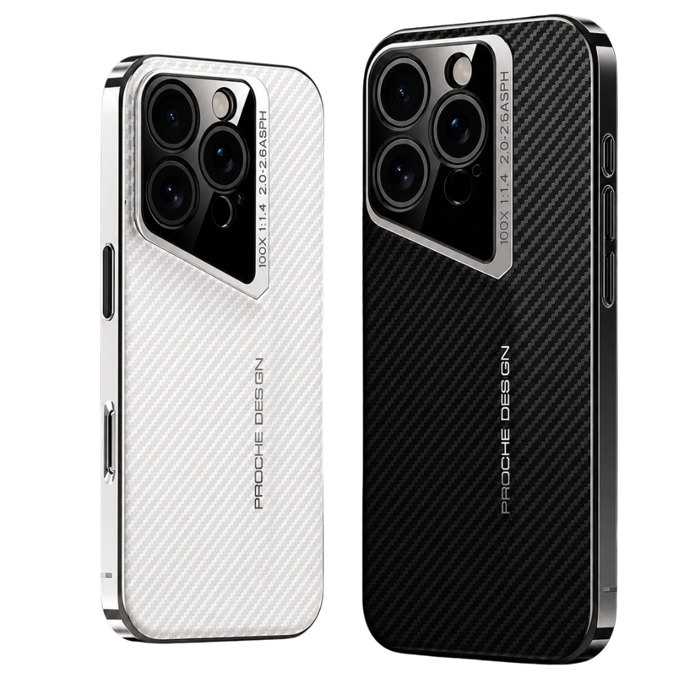 Premium iPhone Case Carbon Fiber Fighter-Style Electroplated Cover with Magnetic Shockproof Design, Anti-Fingerprint Non-Slip Full-Coverage Protection