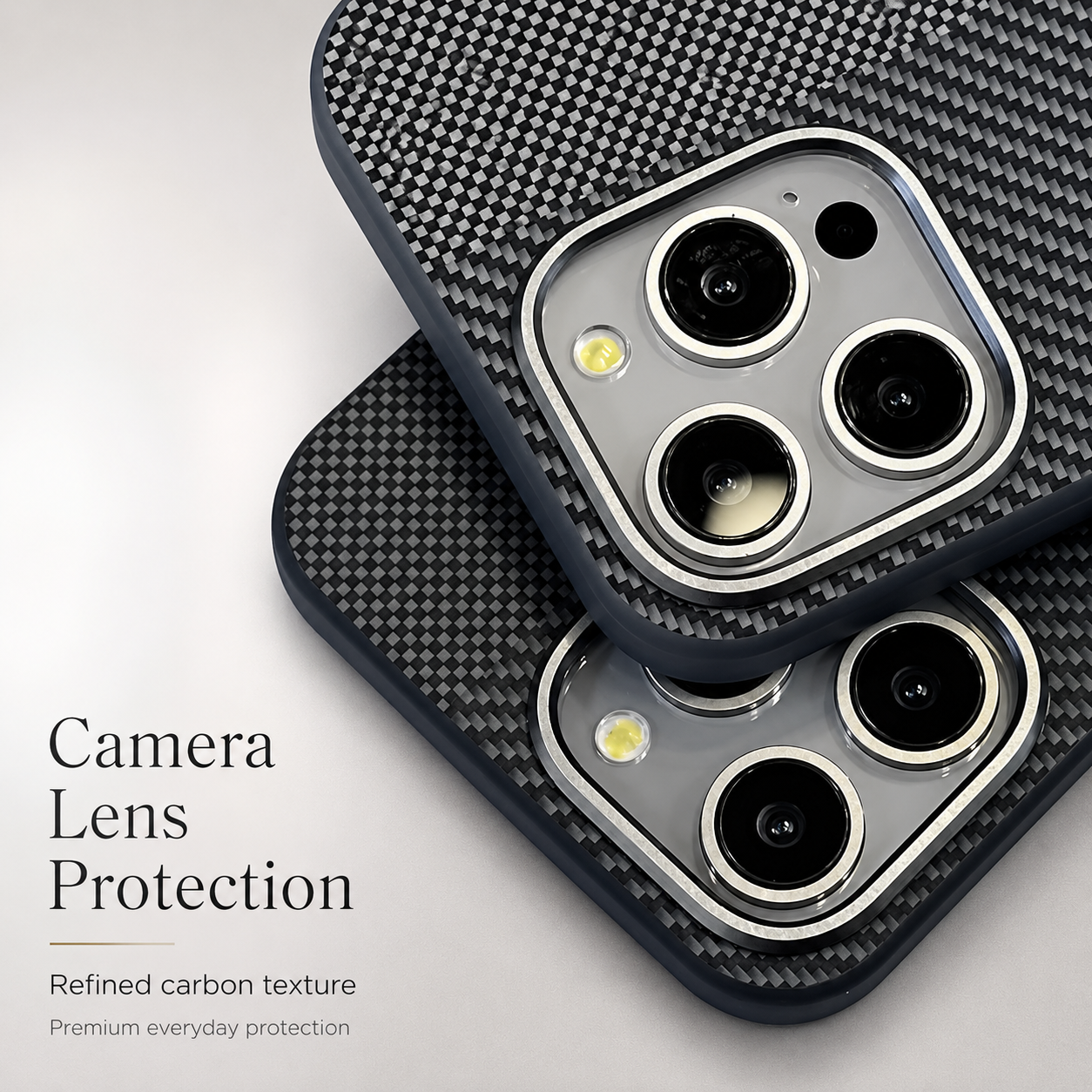 Premium iPhone Case Carbon Fiber Magnetic Cover Metal Camera Frame MagSafe Compatible Shockproof Airbag Corners Anti Fingerprint Hybrid Protection