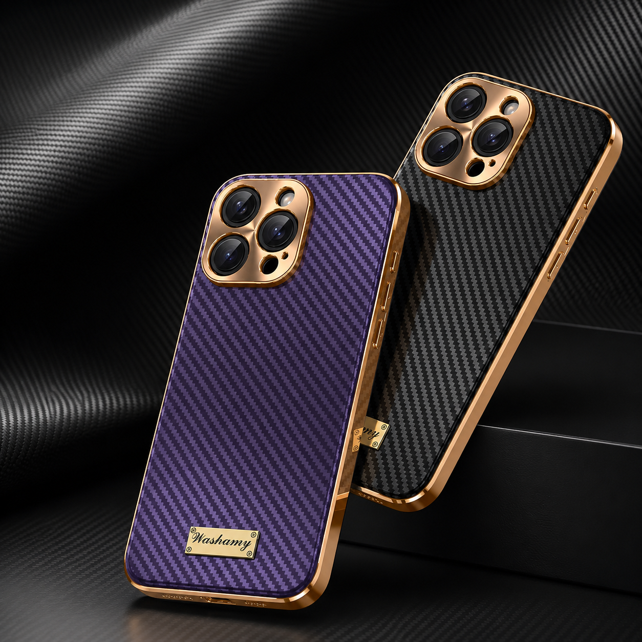 Premium iPhone Case Carbon Fiber Textured Leather Protective Cover Camera Lens Protection Shockproof Slim Fit Durable Design