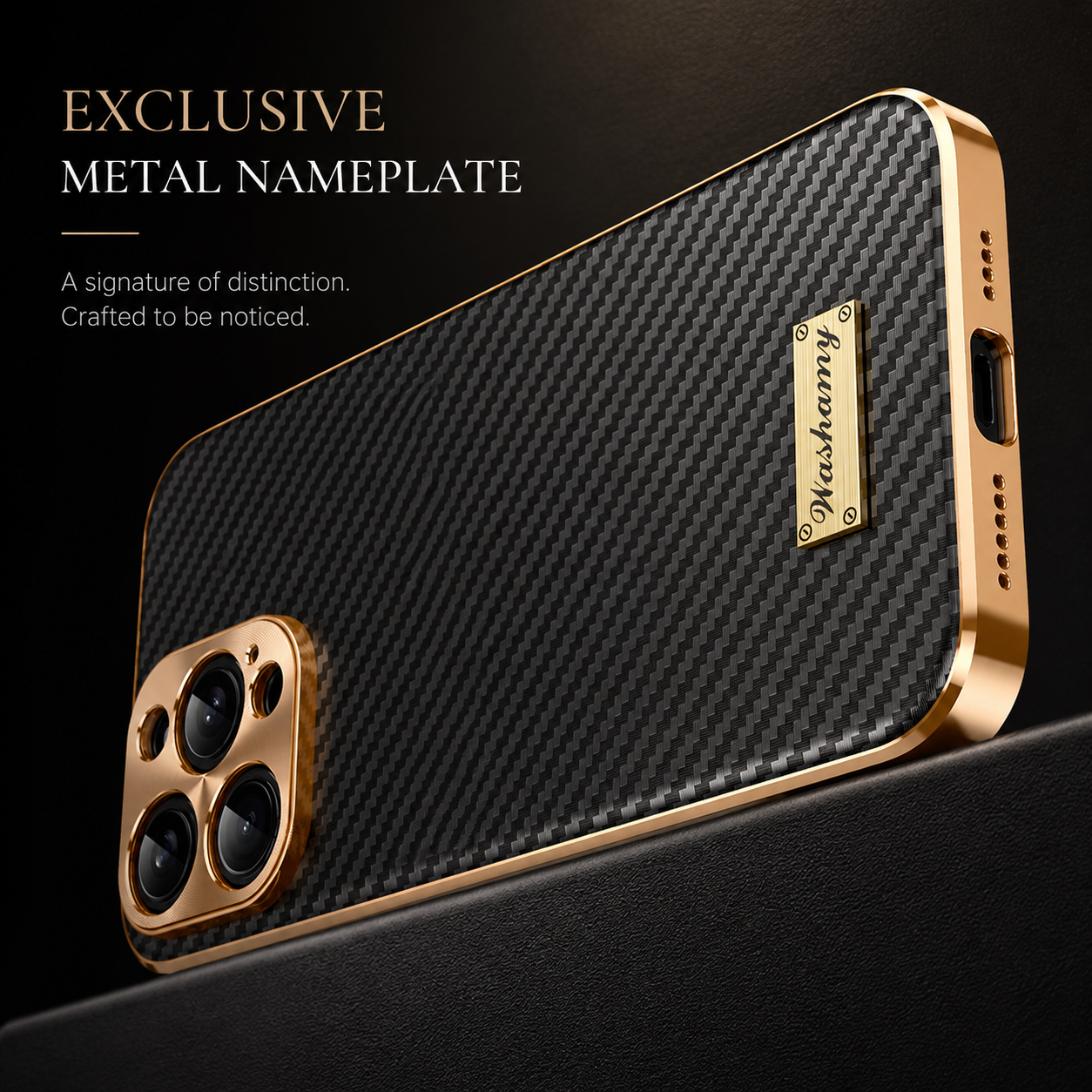 Premium iPhone Case Carbon Fiber Textured Leather Protective Cover Camera Lens Protection Shockproof Slim Fit Durable Design