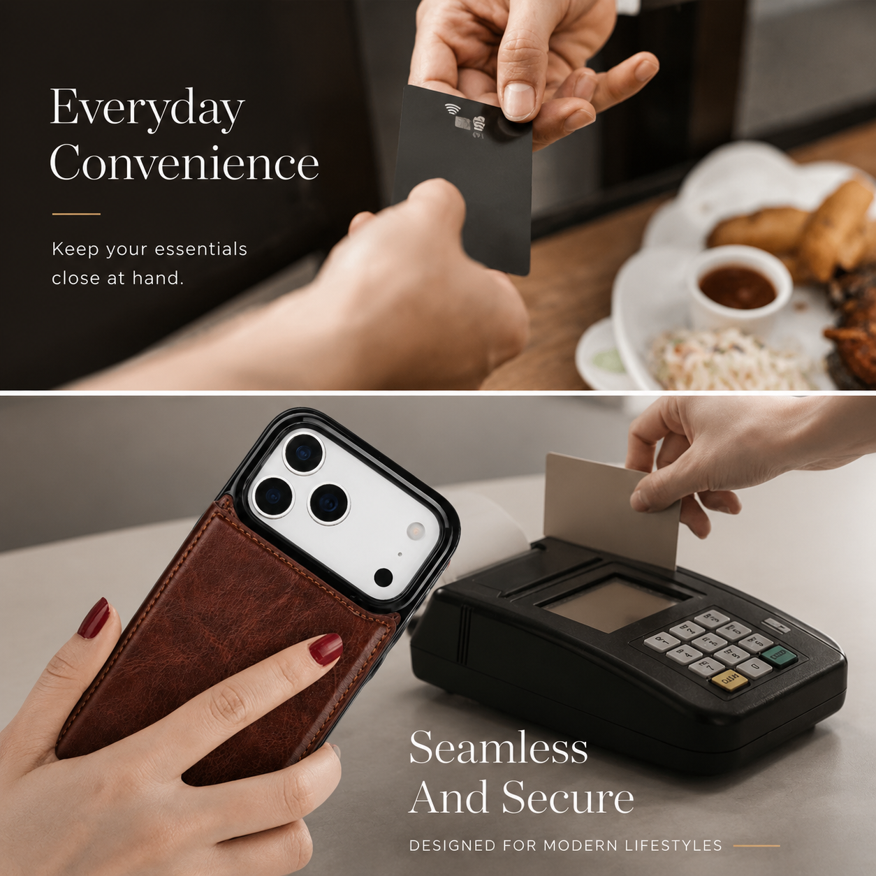 Premium iPhone Case Card Holder Wallet Cover Shockproof Protective Case Faux Leather Kickstand Double Magnetic Clasp Anti Scratch Slim Everyday Design