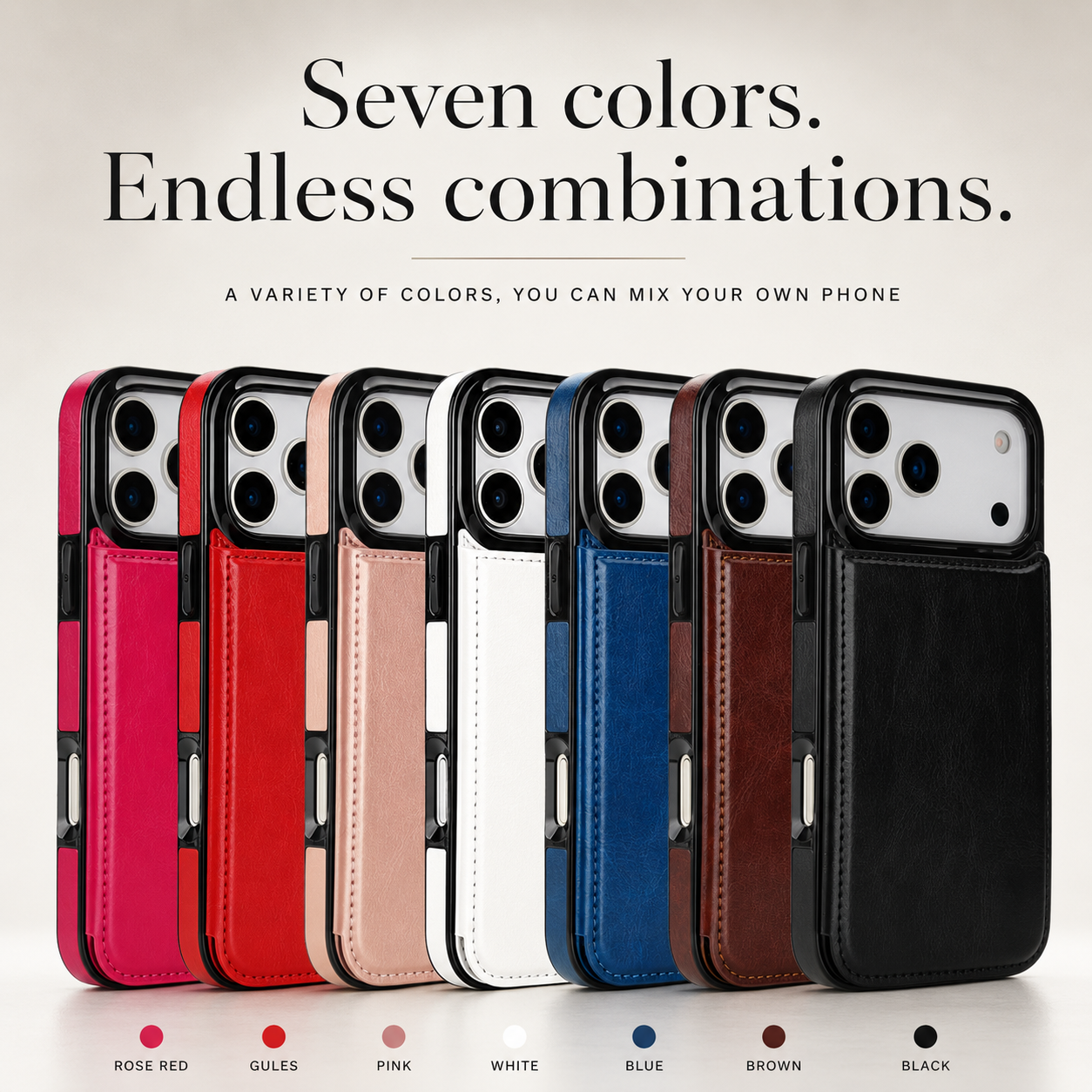 Premium iPhone Case Card Holder Wallet Cover Shockproof Protective Case Faux Leather Kickstand Double Magnetic Clasp Anti Scratch Slim Everyday Design