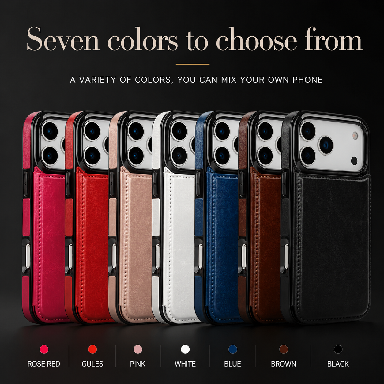 Premium iPhone Case Card Holder Wallet Cover Shockproof Protective Case Faux Leather Kickstand Double Magnetic Clasp Anti Scratch Slim Everyday Design