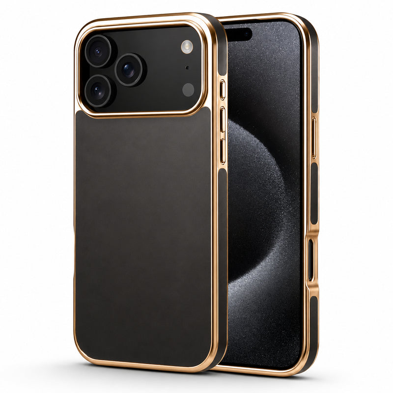 Premium iPhone Case Cowhide Leather Cover Camera Lens Protection Electroplated Edge Non Slip Heat Resistant Protective Design Soft Touch Matte Finish
