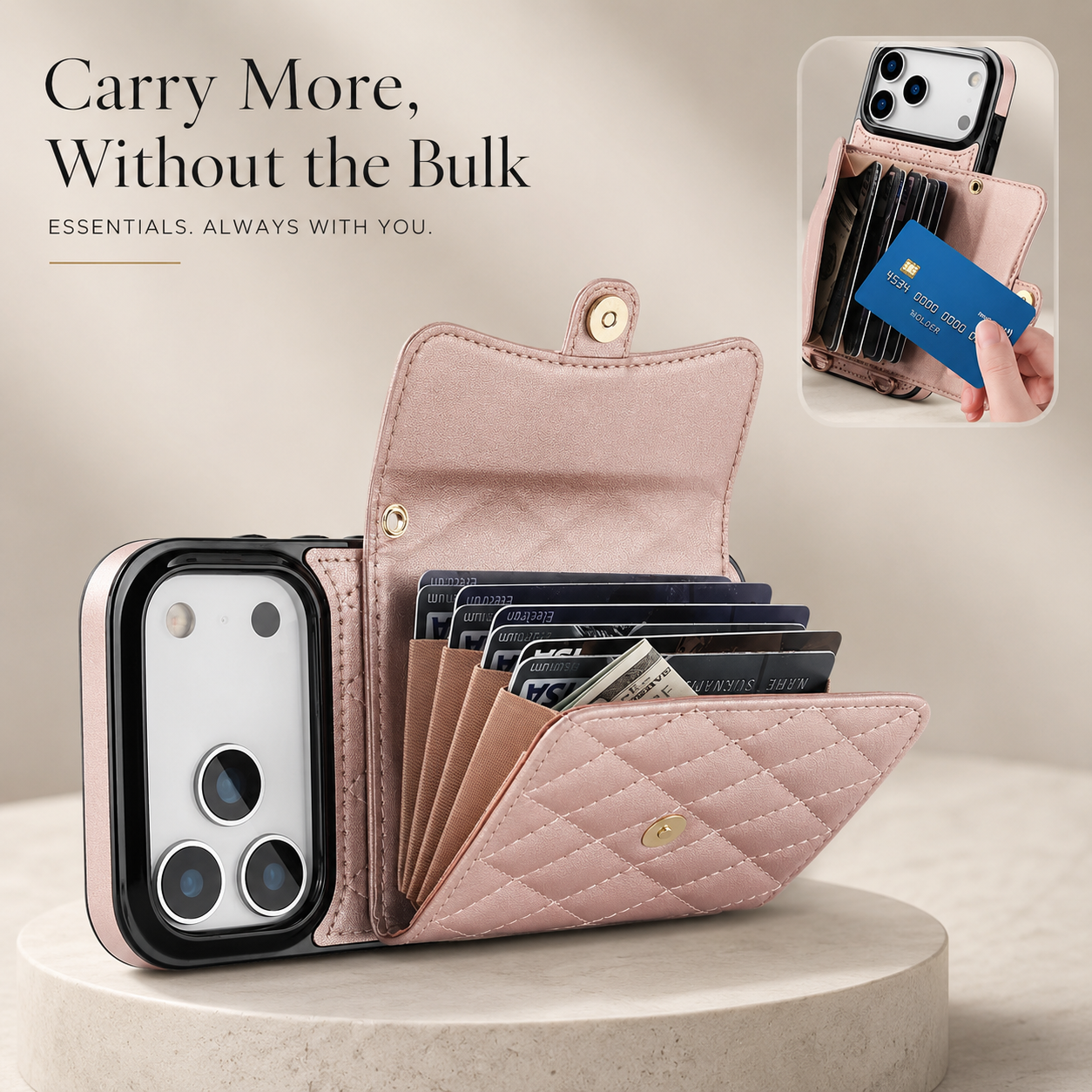 Premium iPhone Case Crossbody Leather Wallet Cover with Card Storage, Coin Pocket, Shockproof Protection, Hands Free Carry and Secure Everyday Convenience