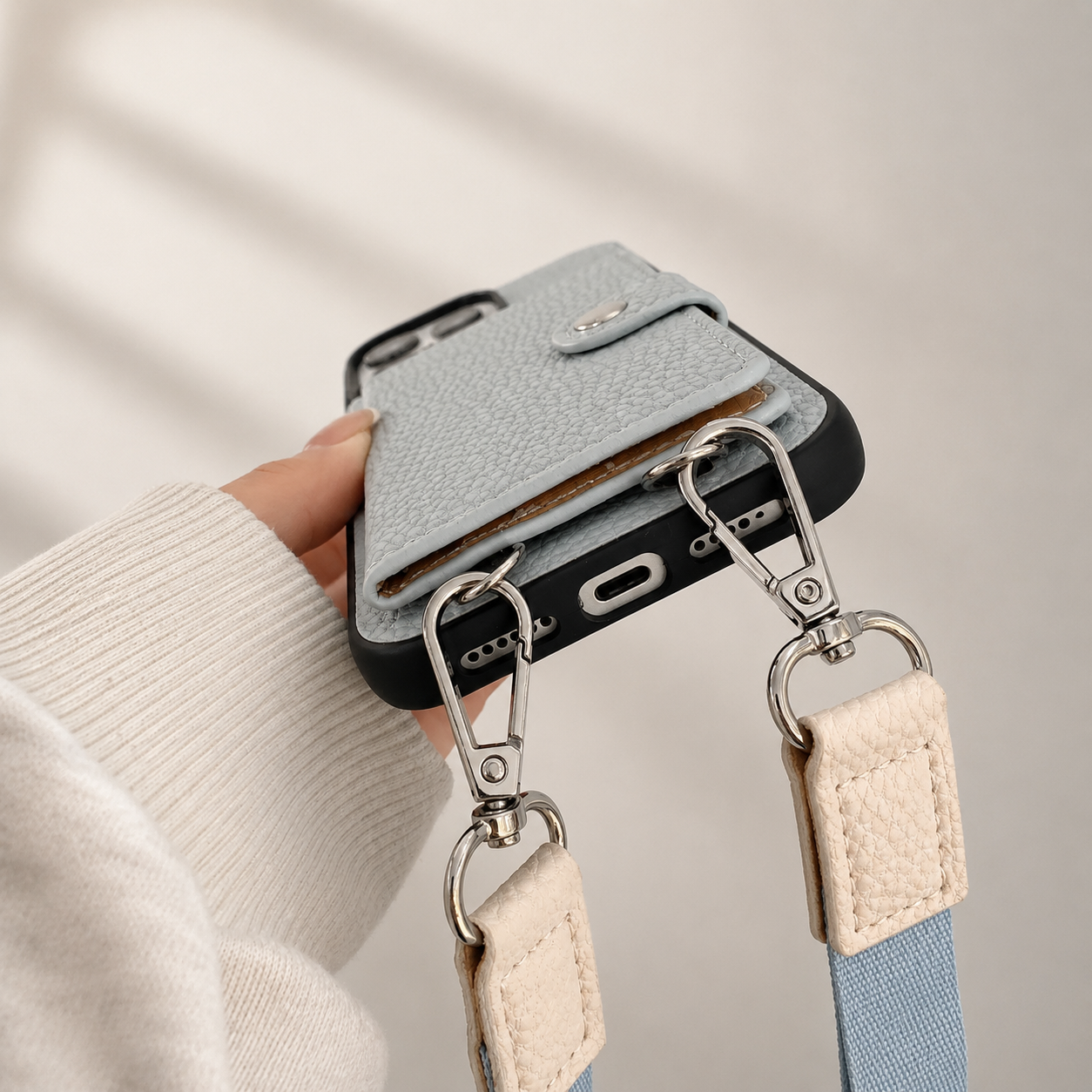 Premium iPhone Case Crossbody Wallet Cover Card Holder Coin Pocket RFID Protection Magnetic Closure Shoulder Strap Shockproof Slim Design