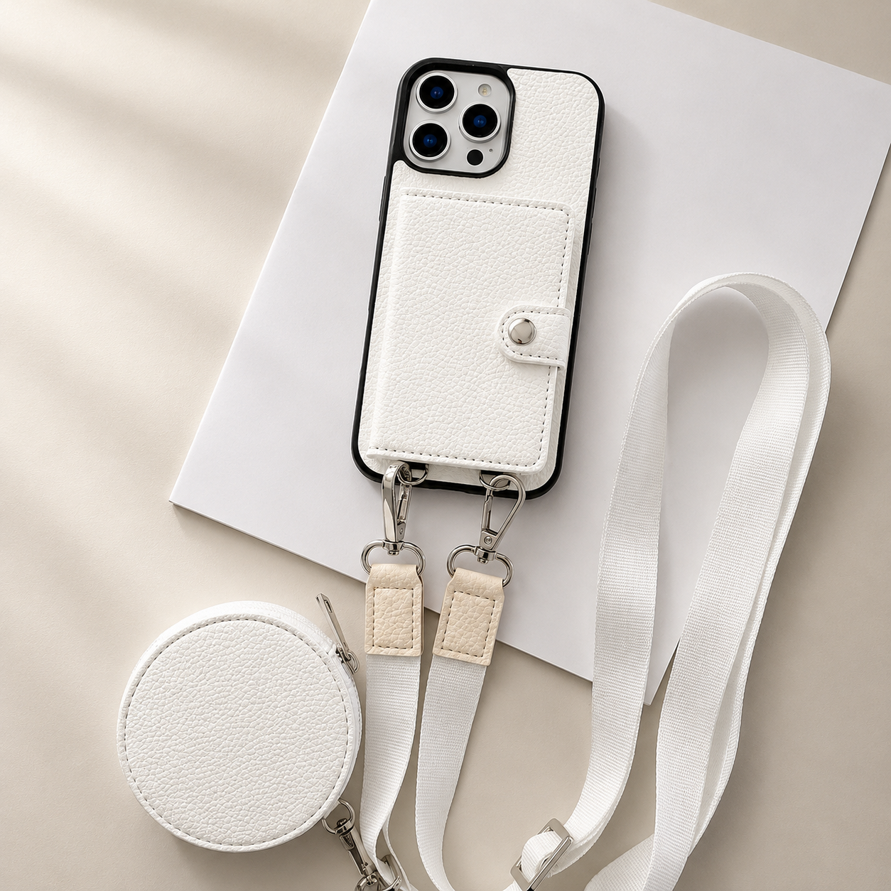 Premium iPhone Case Crossbody Wallet Cover Card Holder Coin Pocket RFID Protection Magnetic Closure Shoulder Strap Shockproof Slim Design