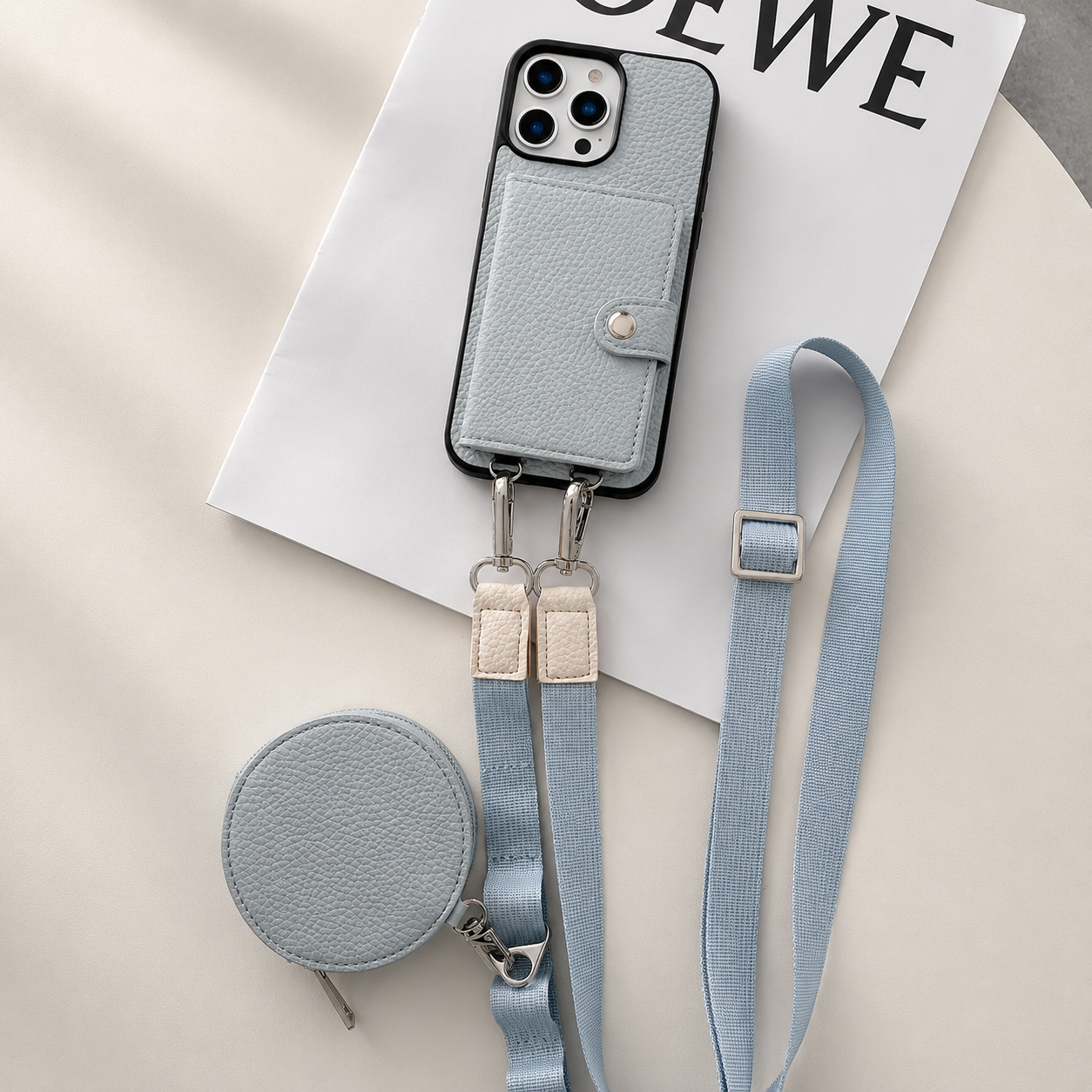 Premium iPhone Case Crossbody Wallet Cover Card Holder Coin Pocket RFID Protection Magnetic Closure Shoulder Strap Shockproof Slim Design