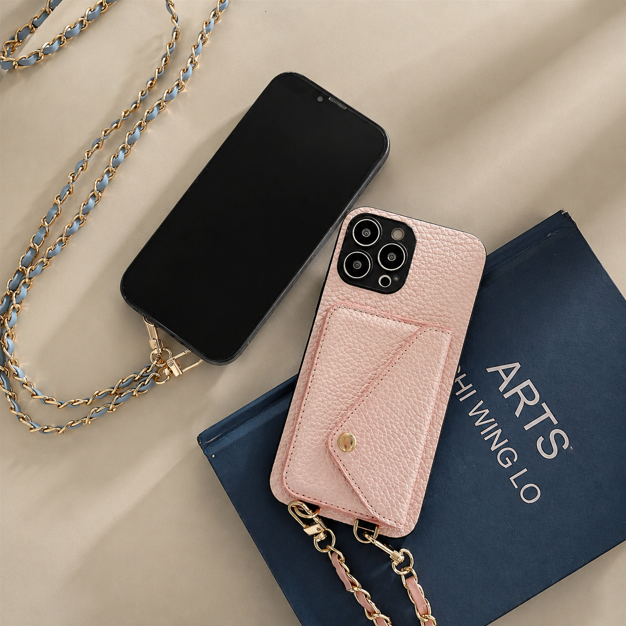 Premium iPhone Case Crossbody Wallet Cover Card Holder PU Leather Protective Case Chain Strap Lanyard Design Shockproof Anti Scratch Everyday Carry
