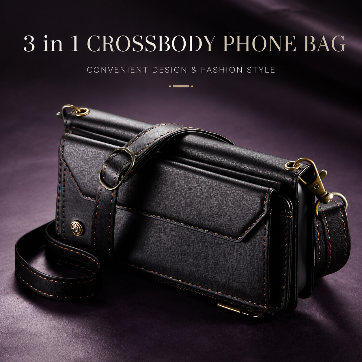 Premium iPhone Case Crossbody Wallet Cover Card Holder RFID Protection PU Leather Case Shockproof Design Adjustable Shoulder Strap Wristlet Storage Compartment