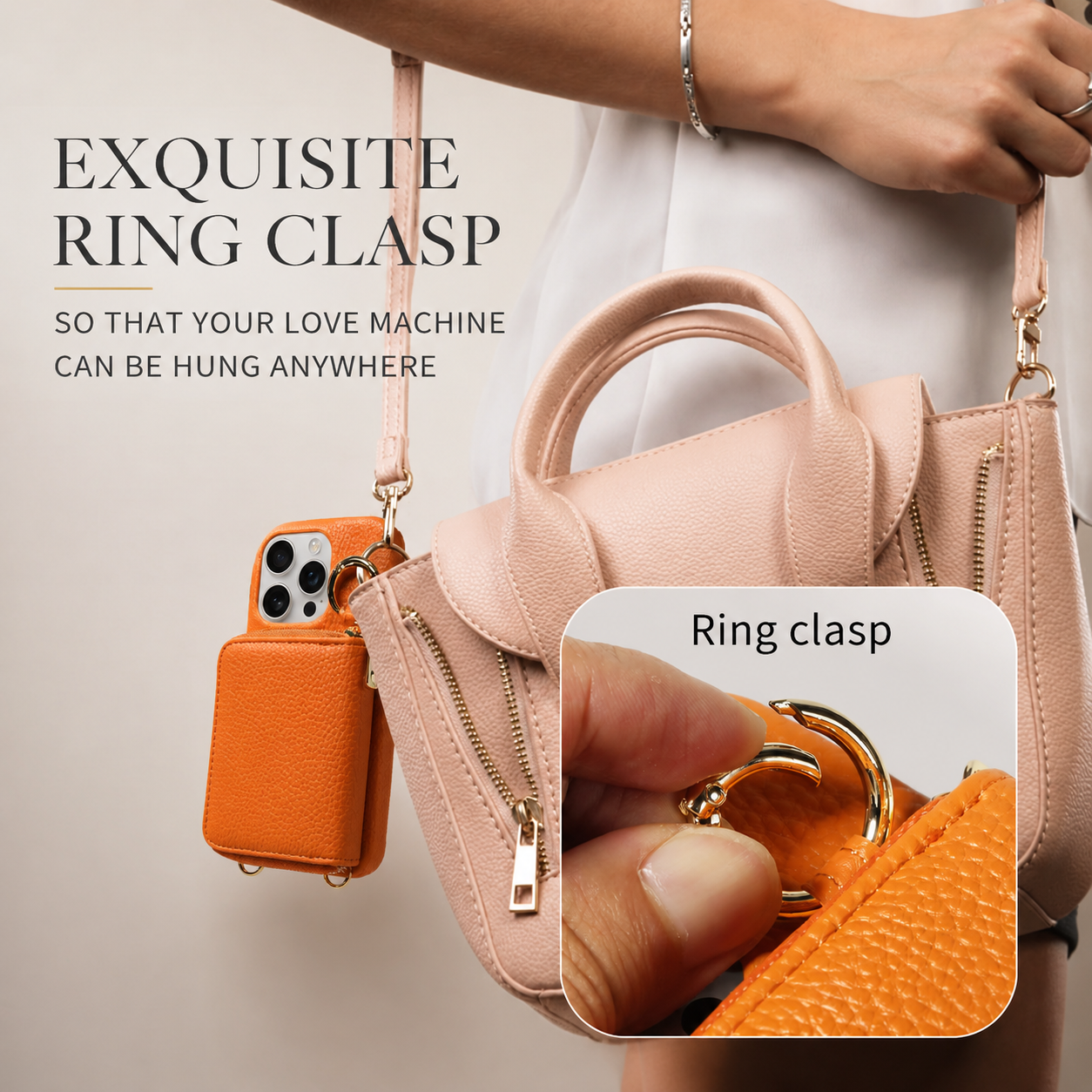 Premium iPhone Case Crossbody Wallet Cover Card Holder Ring Holder Shockproof Protective Case Faux Leather Anti Scratch Storage Compartment Design