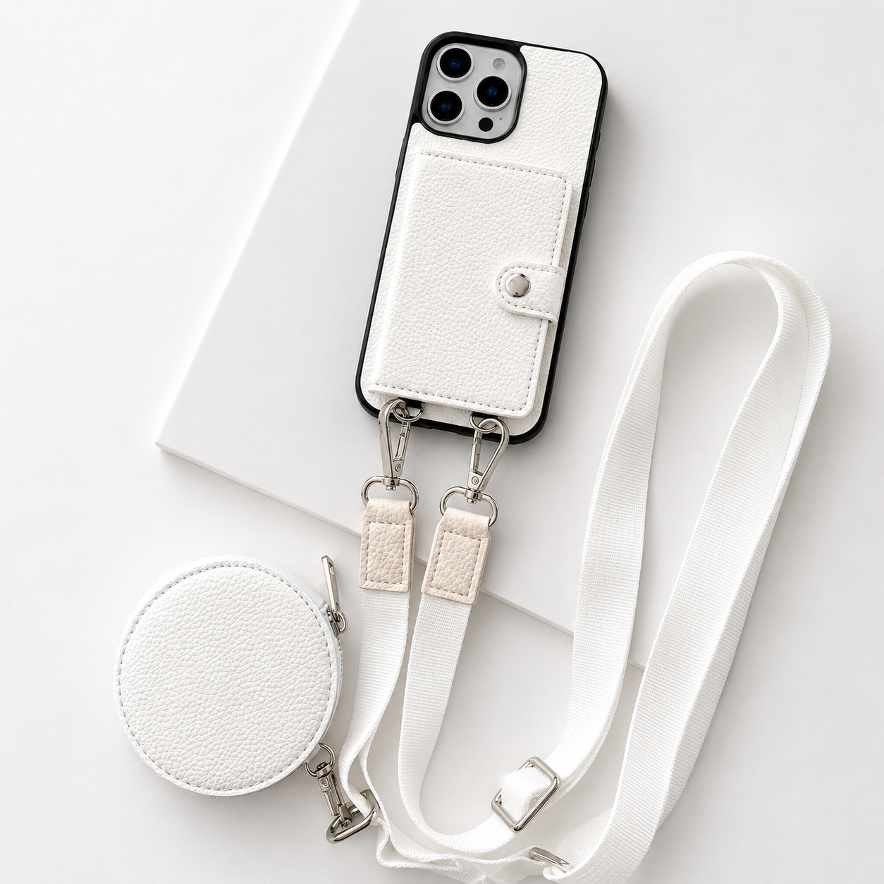 Premium iPhone Case Crossbody Wallet Cover with Card Slots, Zipper Coin Purse, Long Lanyard Strap, Shockproof Protection and Secure Everyday Storage
