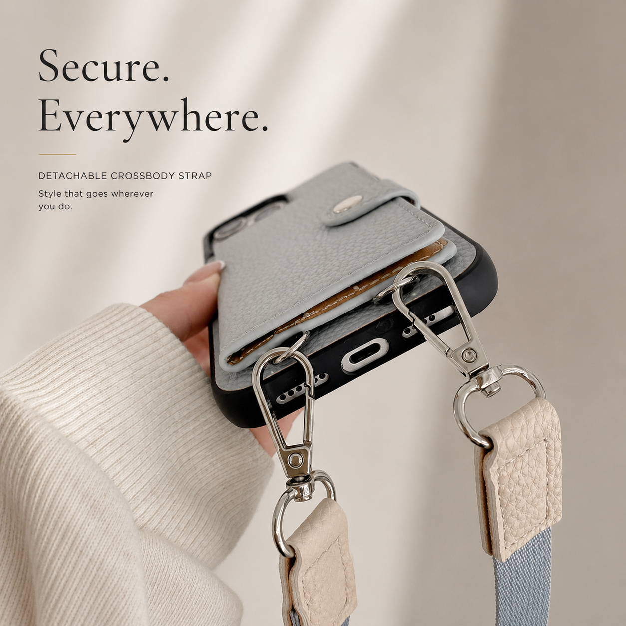 Premium iPhone Case Crossbody Wallet Cover with Card Slots, Zipper Coin Purse, Long Lanyard Strap, Shockproof Protection and Secure Everyday Storage
