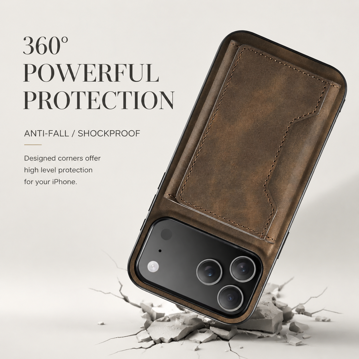 Premium iPhone Case Detachable Magnetic Wallet Cover Card Holder Kickstand Protective Case Full Body Leather Design Anti Fingerprint Everyday Carry