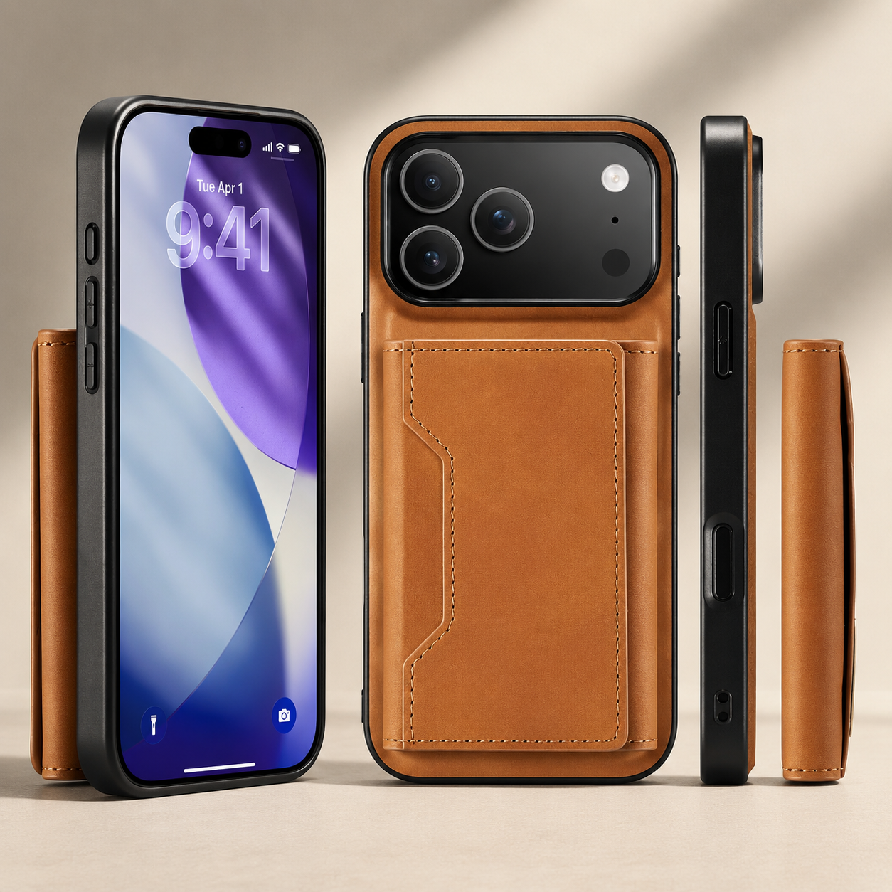 Premium iPhone Case Detachable Magnetic Wallet Cover Card Holder Kickstand Protective Case Full Body Leather Design Anti Fingerprint Everyday Carry