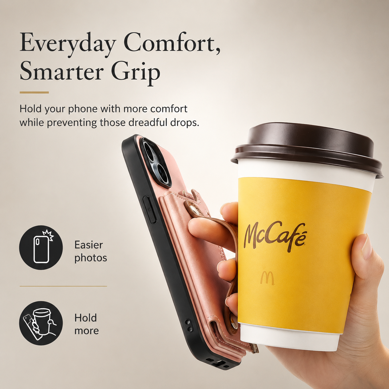 Premium iPhone Case Detachable Zipper Wallet Flip Cover PU Leather Card Holder Magnetic Closure Wrist Strap Shockproof Full Coverage Design