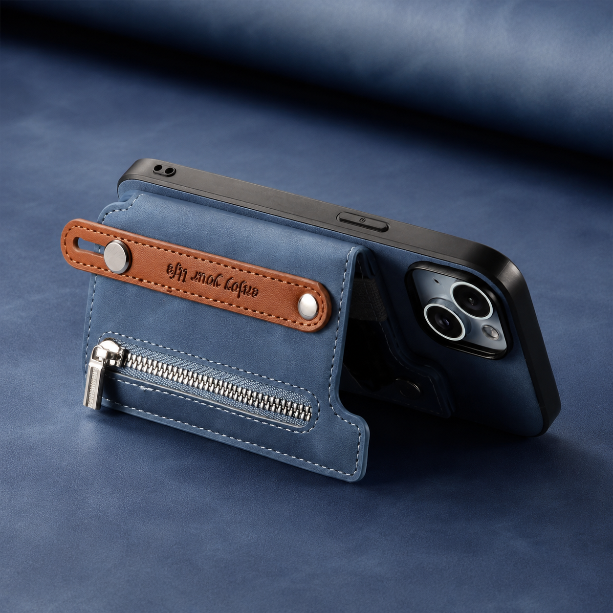 Premium iPhone Case Detachable Zipper Wallet Flip Cover PU Leather Card Holder Magnetic Closure Wrist Strap Shockproof Full Coverage Design