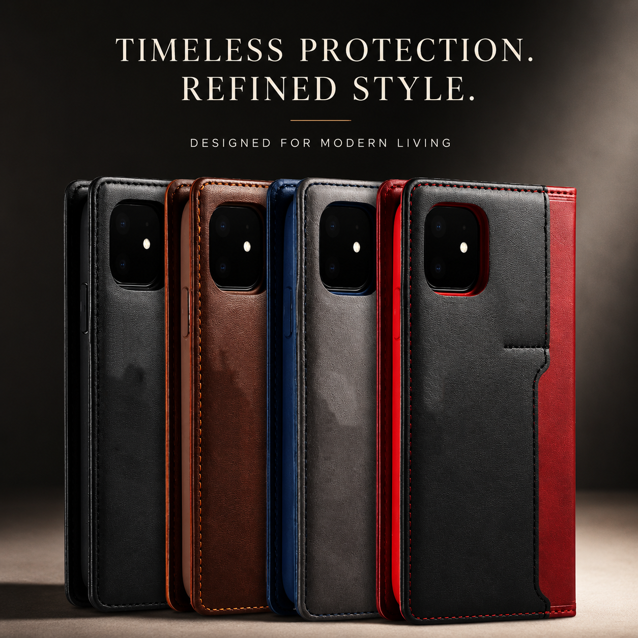 Premium iPhone Case Flip Wallet MagSafe Compatible Genuine Leather Magnetic Closure Card Holder Shockproof Protective Cover Camera Lens Protection Slim Design