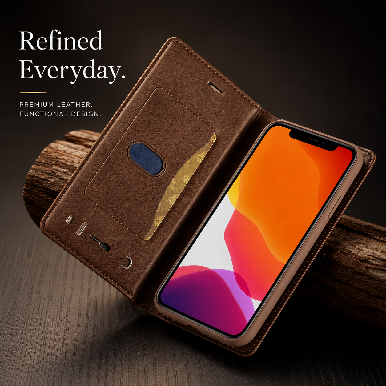 Premium iPhone Case Flip Wallet MagSafe Compatible Genuine Leather Magnetic Closure Card Holder Shockproof Protective Cover Camera Lens Protection Slim Design